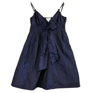 Y2K Max Fairy Purple Taffeta Babydoll Empire Waist Bow Mini Size S Dress Goth